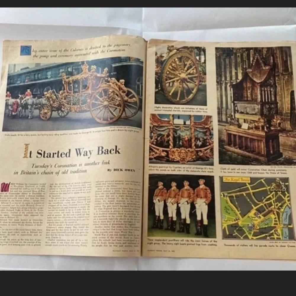 Set Of 3: Vintage 1953 Queen Elizabeth II Coronation Original Newspapers - Picture 2 of 10